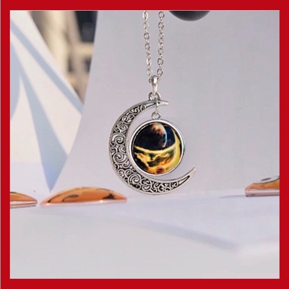 Jewelry - New celestial Yellow sun spark nebula milky way Moon galaxy universe necklace